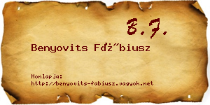 Benyovits Fábiusz névjegykártya